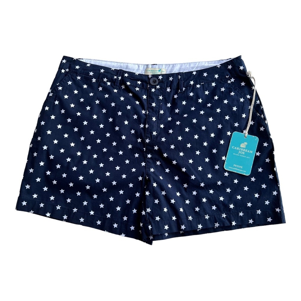 Caribbean Joe Watermelon Beach Navy & White Star Shorts 12P